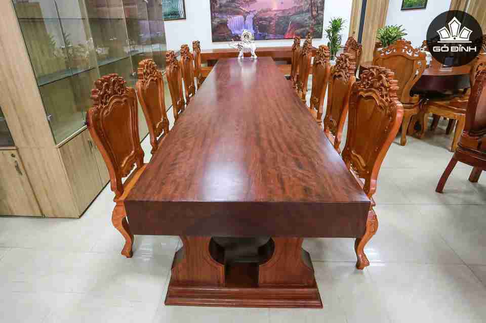 Bộ Bàn Ăn Nguyên Tấm Gỗ Cẩm Nam Phi 