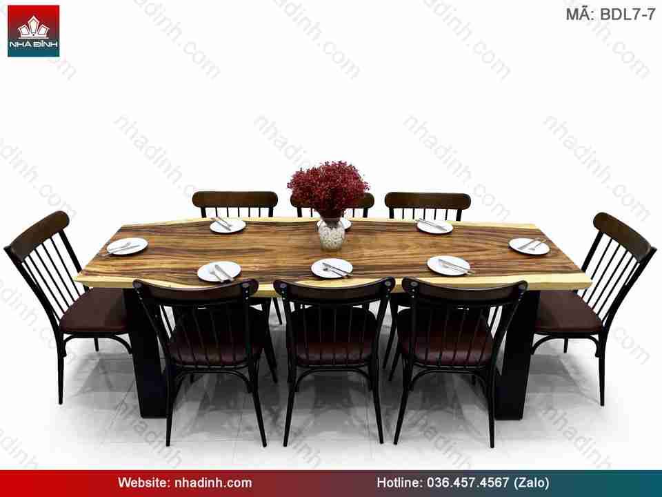 Bàn Ăn 8 Ghế Gỗ Me Tây Nguyên Khối