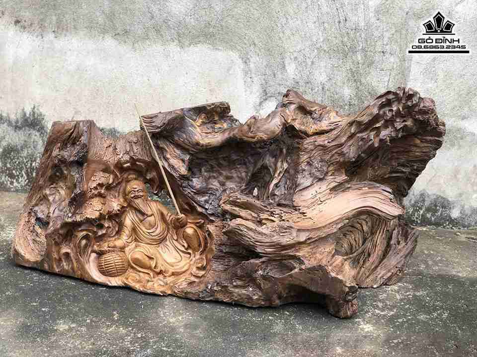 Tượng Lã Vọng Câu Cá Gỗ Bách Xanh