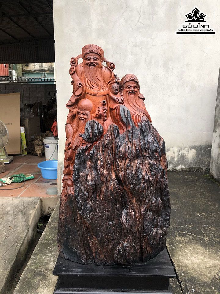 tượng gỗ Phúc Lộc Thọ gỗ nu Hương