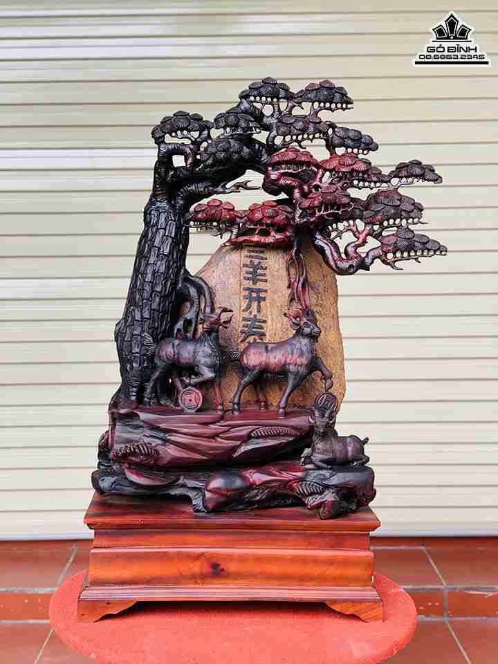 Tượng Tam Dương gỗ trắc 