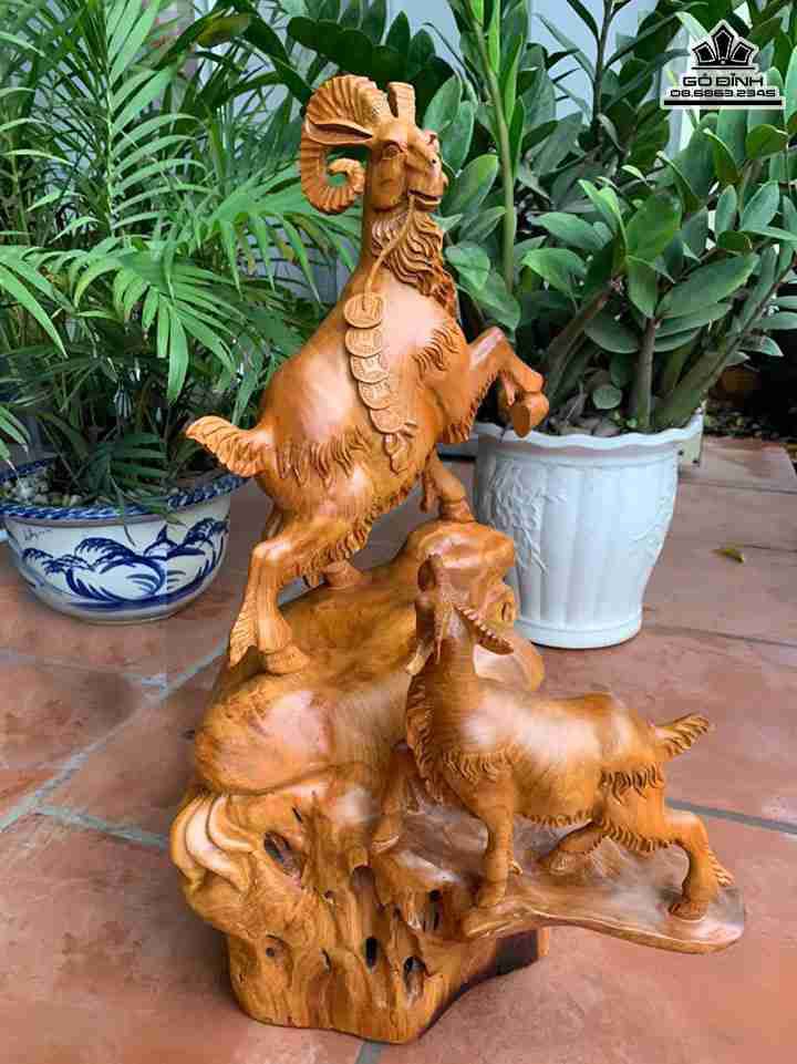 Tượng Song Dương Gỗ Hương Việt 