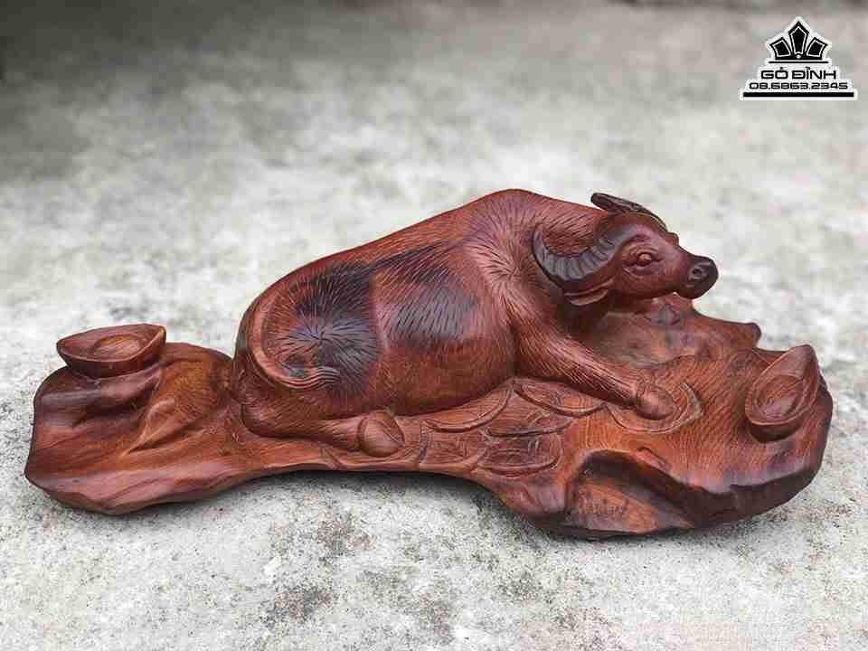 Tượng Trâu Nằm Gỗ Cẩm
