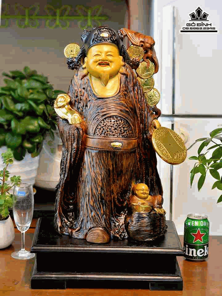 Tượng Thần Tài gỗ Bách Xanh 