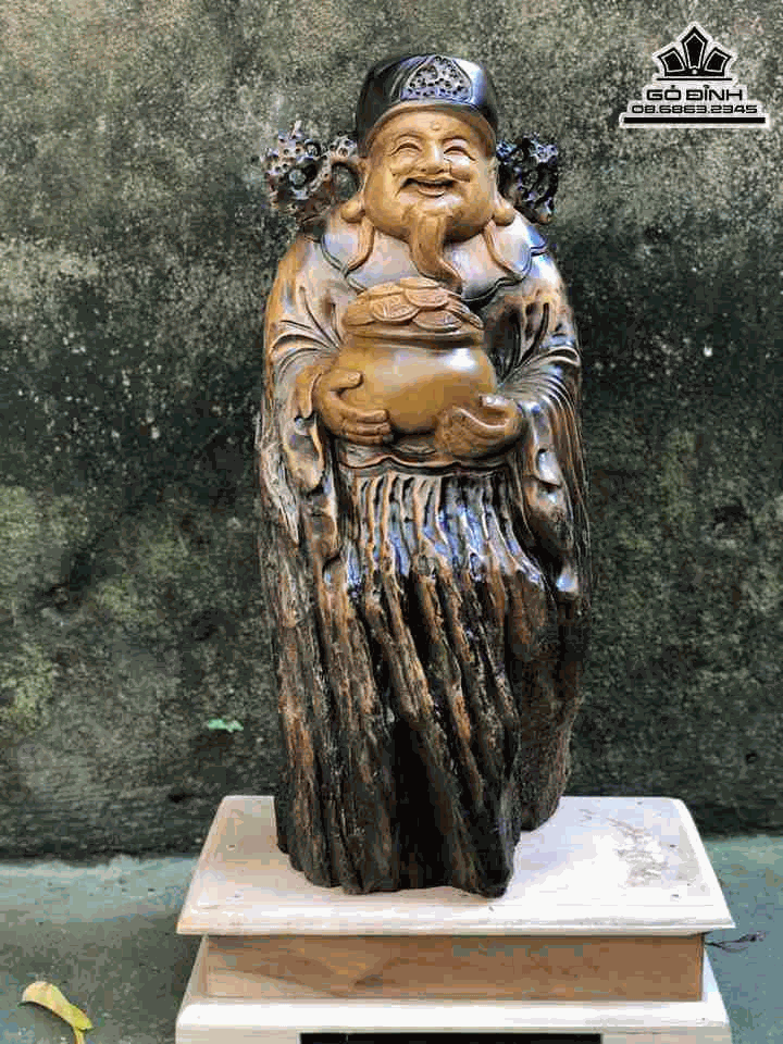 Tượng Thần Tài gỗ Lũa Bách Xanh 
