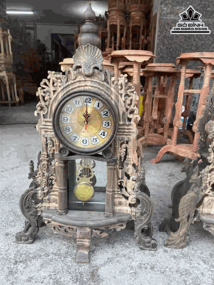 Đồng Hồ Quả Lắc gỗ Mun