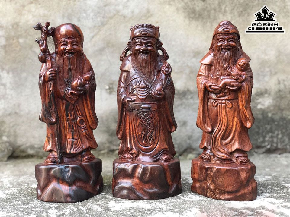 Tượng Tam Đa Phúc Lộc Thọ Gỗ Trắc