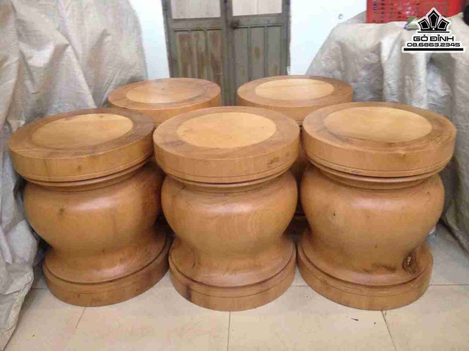 Bộ 6 Đôn gỗ Du Sam để phòng khách