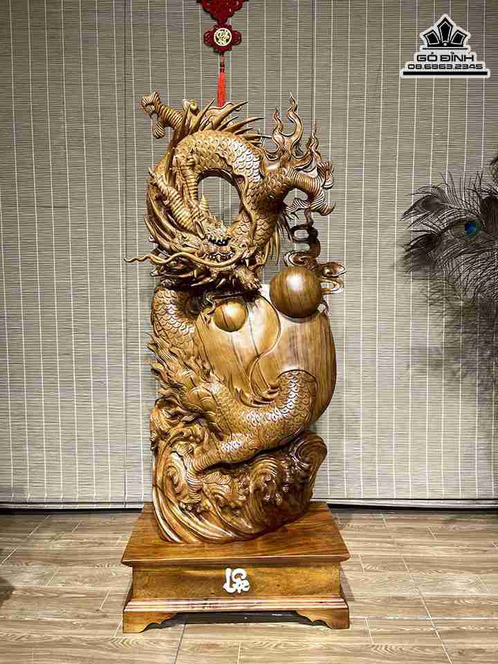 Tượng gỗ Nhất Long Vờn Ngọc 