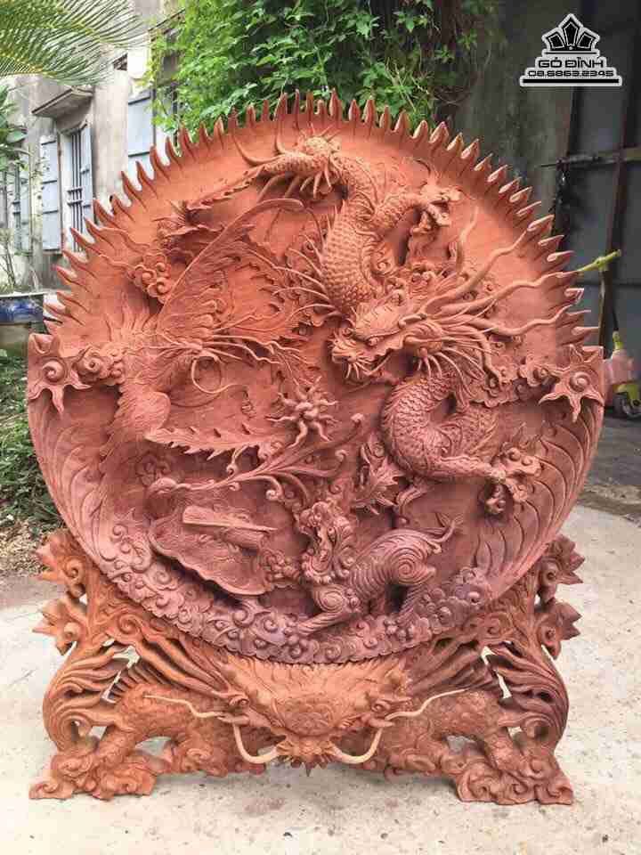 Đĩa Tứ Linh Gỗ - giá trị tâm linh lớn