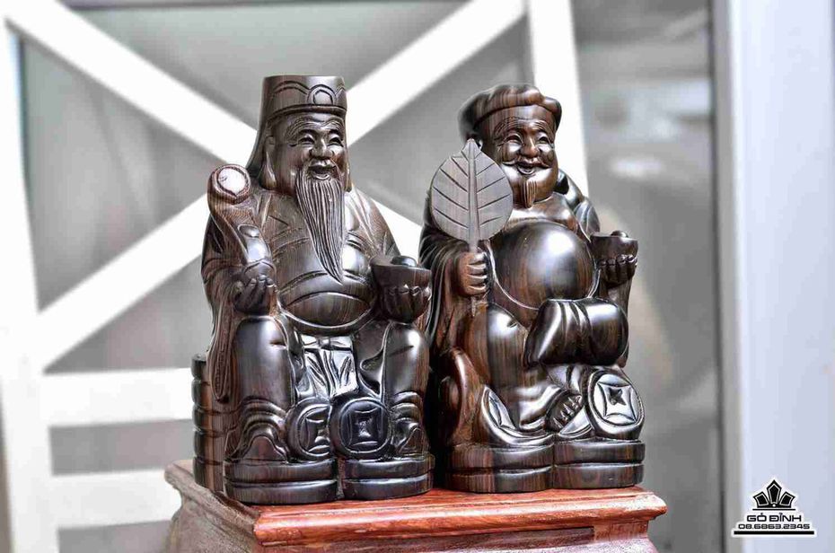 Tượng Thổ Địa gỗ Mun Hoa