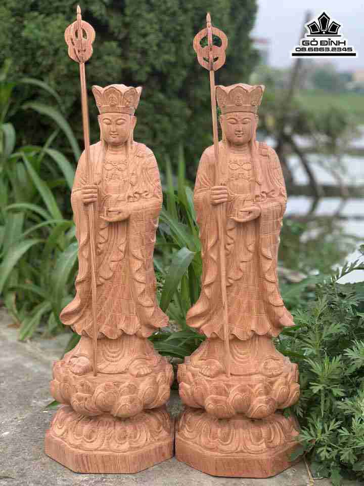 Tượng Bồ Tát Địa Tạng gỗ Hương - nguyện cầu cứu độ chúng sinh 