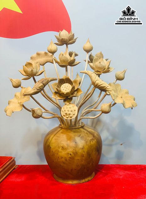 Bình gỗ Hoa Sen gia tăng sinh khí cho gia chủ