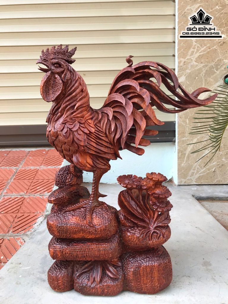 Tượng Gà Trống Gỗ Hương