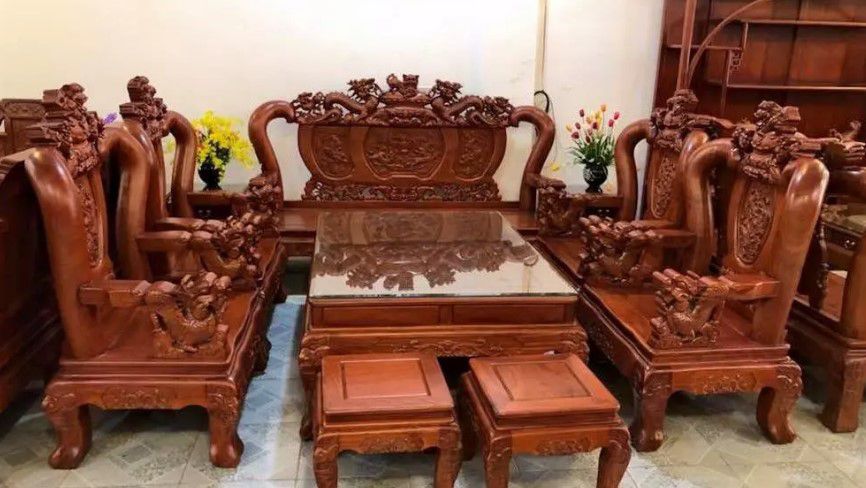 Bộ bàn ghế Nghê gỗ 