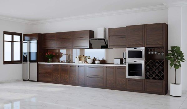 Nội thất nhà bếp làm bằng gỗ Óc Chó