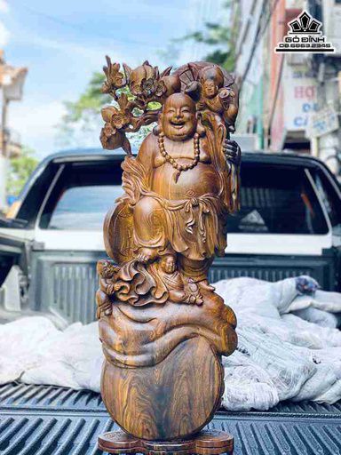 Tượng Phật Di Lặc Tam Phúc Gỗ Mun Hoa Tượng Phật Di Lặc Tam Phúc Gỗ Mun Hoa