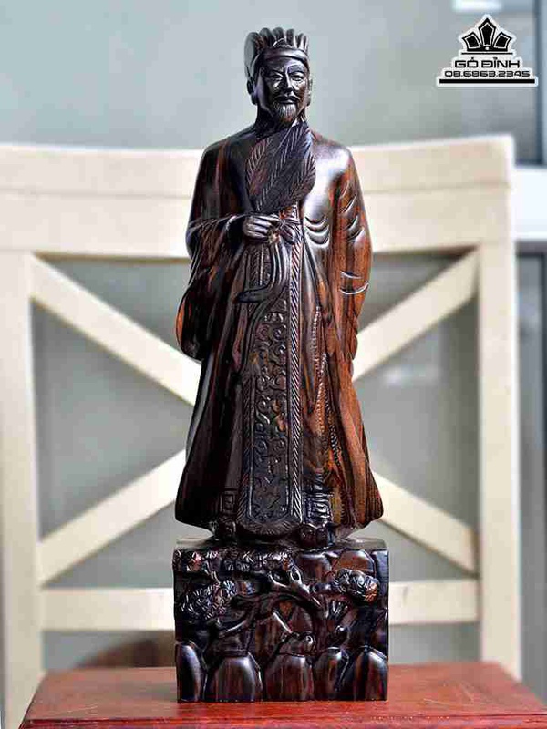 Tượng Gia Cát Lượng gỗ Mun Hoa