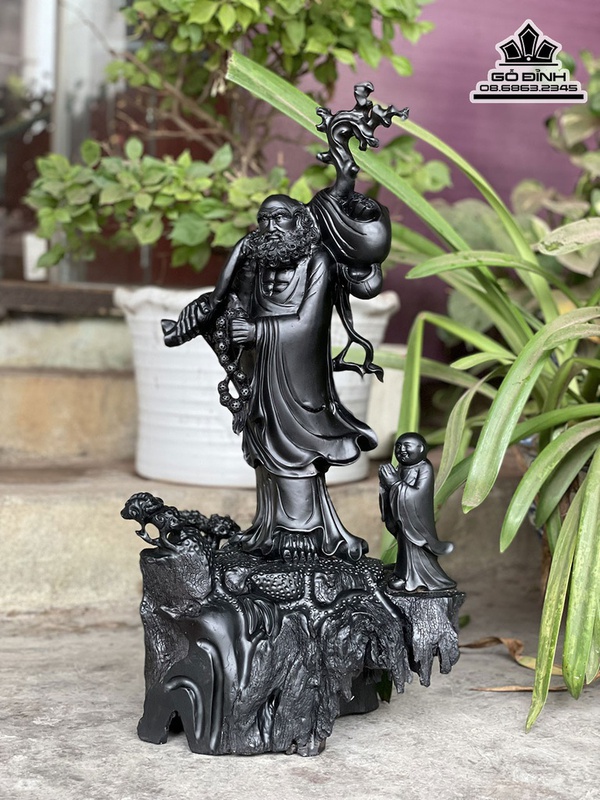 Tượng Đạt Ma Giáo Hóa gỗ Mun Sừng 