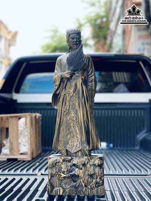 Tượng Gia Cát Lượng (Khổng Minh) Gỗ Mun Hoa