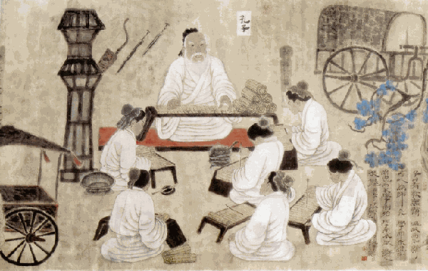 Tranh vẽ Khổng Tử dạy học Tranh vẽ Khổng Tử dạy học
