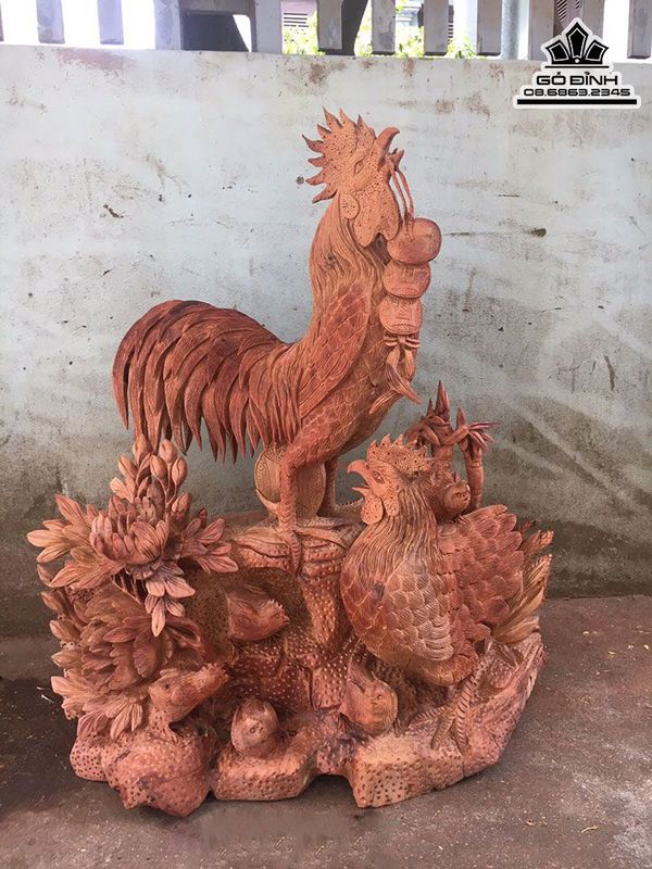 Tượng Gà Gỗ Hương