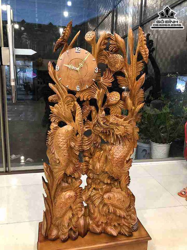 Tượng Cá Chép hóa Rồng gỗ Hương