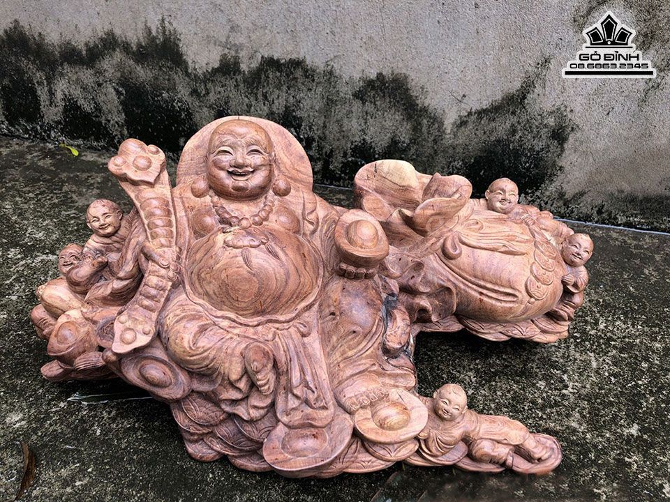 Tượng Phật Di Lặc Ngũ Phúc gỗ Sưa