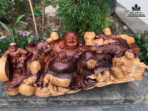 Tượng Phật Di Lặc Ngũ Phúc Gỗ Cẩm