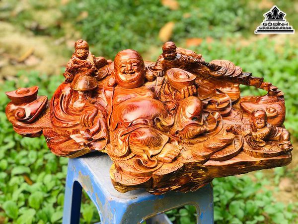 Tượng Phật Di Lặc Tam Phúc Gỗ Cẩm
