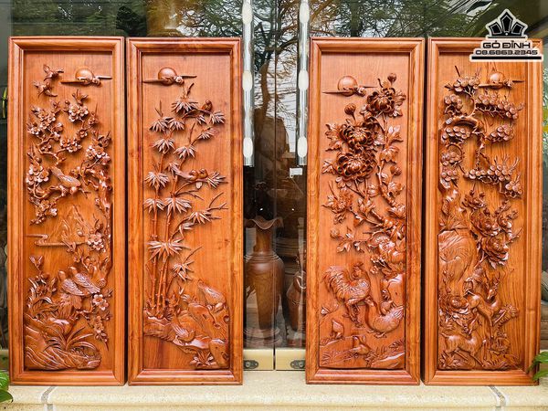 Tranh Tứ Quý Gỗ Hương