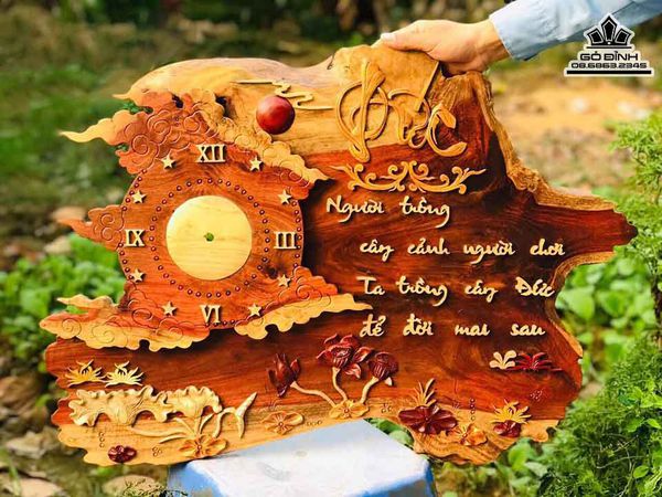 Đồng Hồ Chữ Đức Gỗ Hương