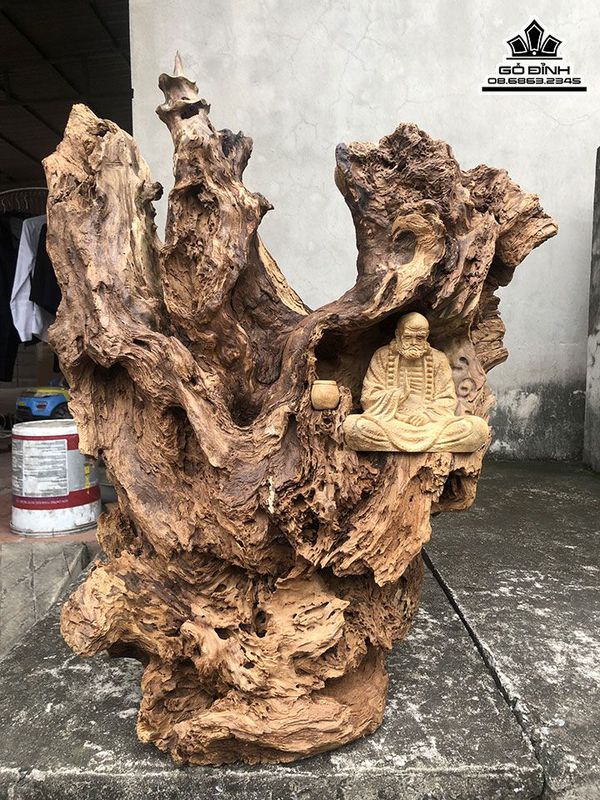 Tượng Đạt Ma Thiền gỗ Lũa Bách Xanh