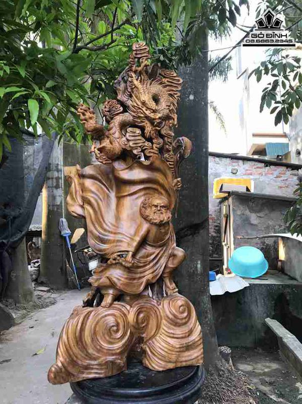 Tượng Đạt Ma Hàng Long Gỗ Bách Xanh