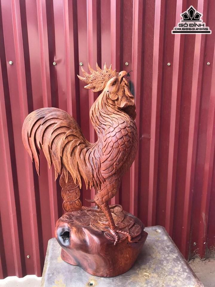 Tượng Gà Trống Phú Quý Gỗ Hương