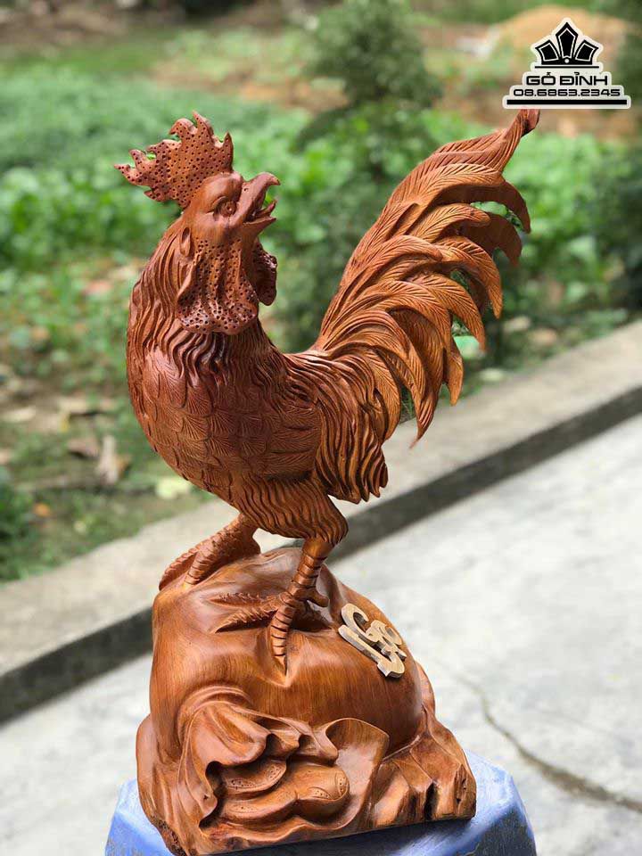Tượng Gà Trống Phú Quý Gỗ Hương