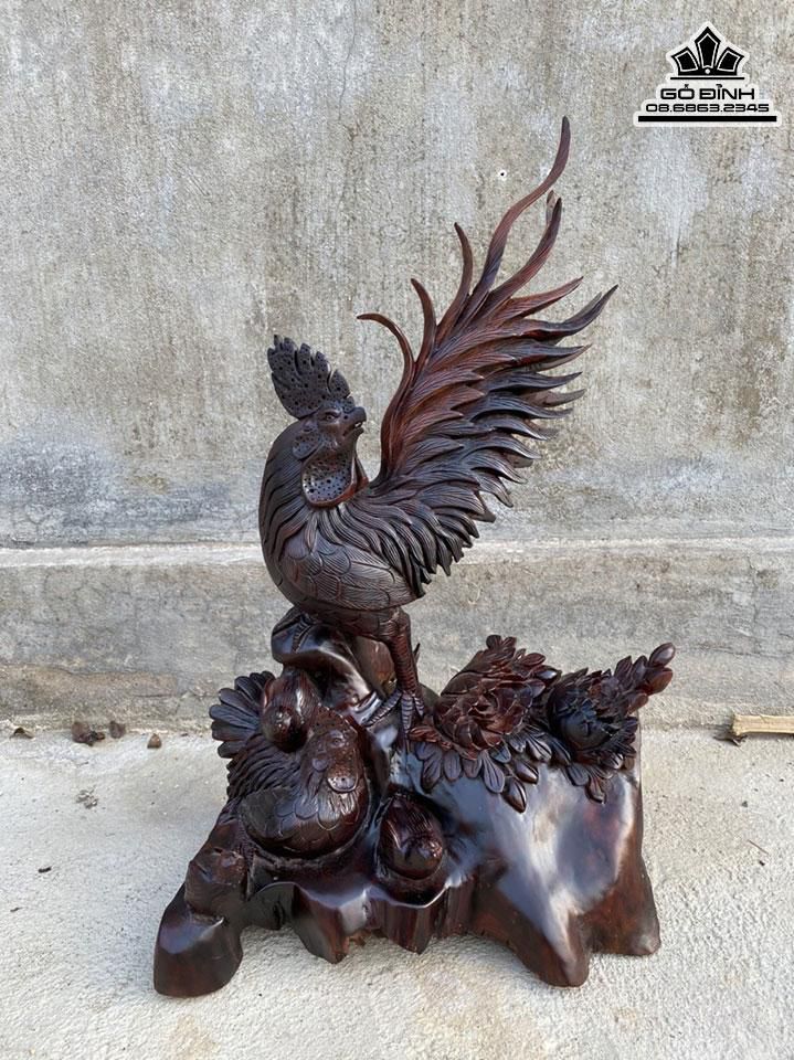 Tượng Gà Phú Quý Gỗ Trắc