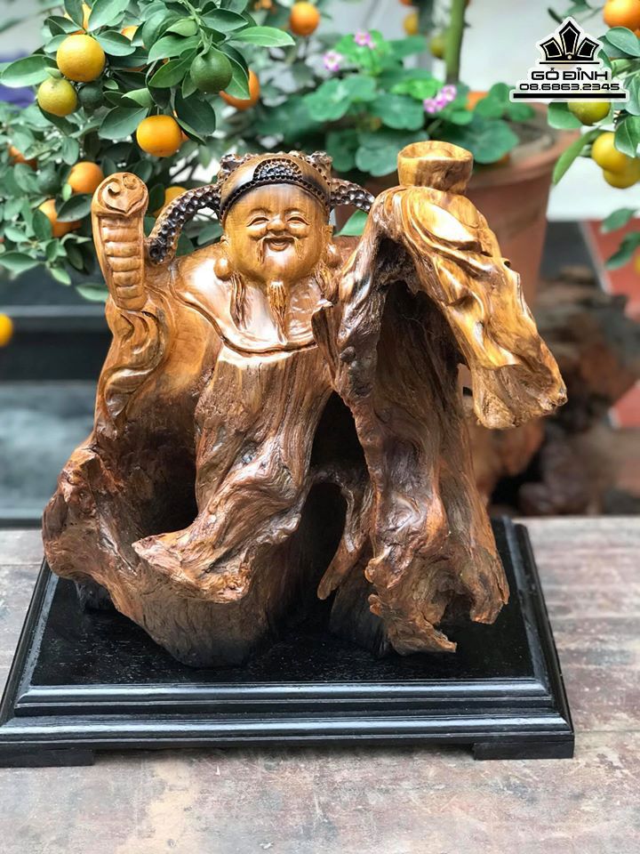 Tượng Thần Tài Gỗ Lũa Bách Xanh 