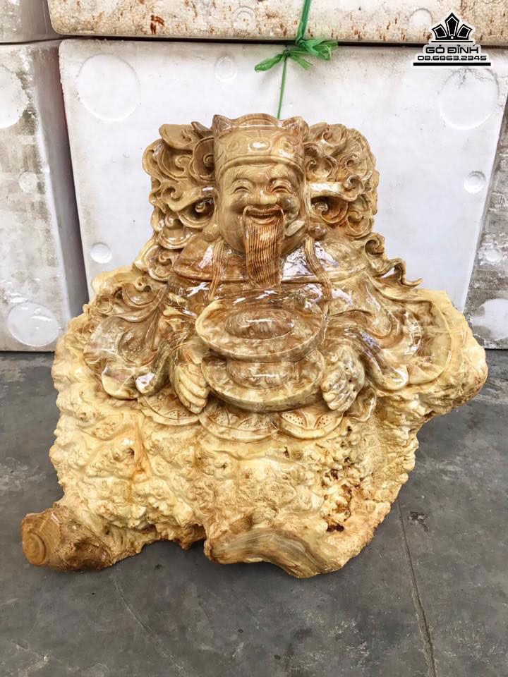 Tượng Thần Tài Gỗ Lũa Bách Xanh 