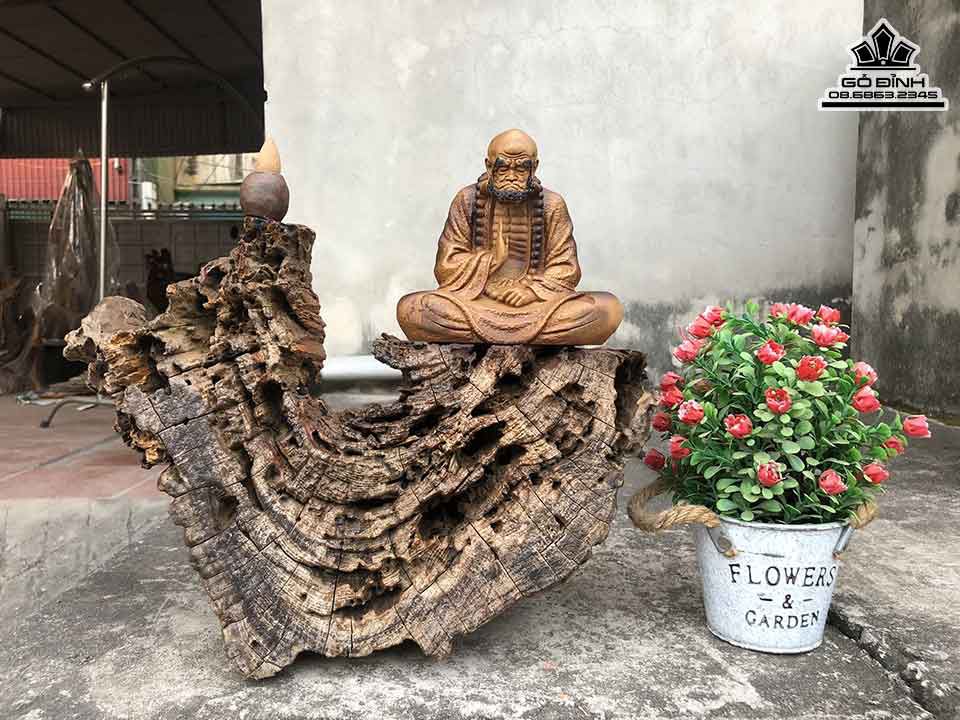 Tượng Đạt Ma Ngồi Thiền Gỗ Bách Xanh