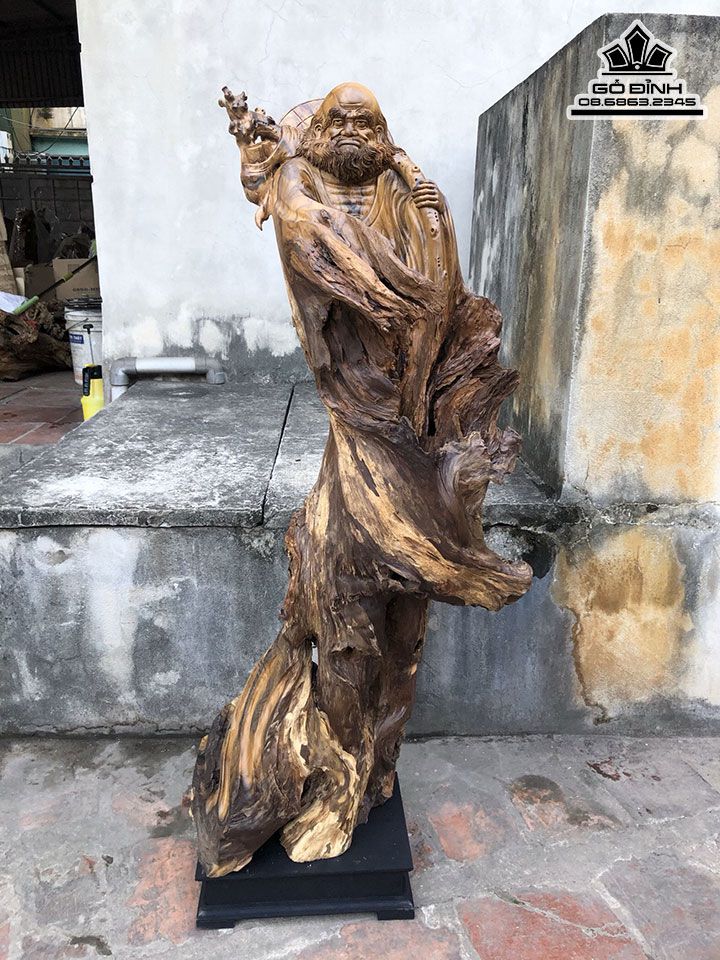 Tượng Đạt Ma Sư Tổ Gỗ Lũa Bách Xanh