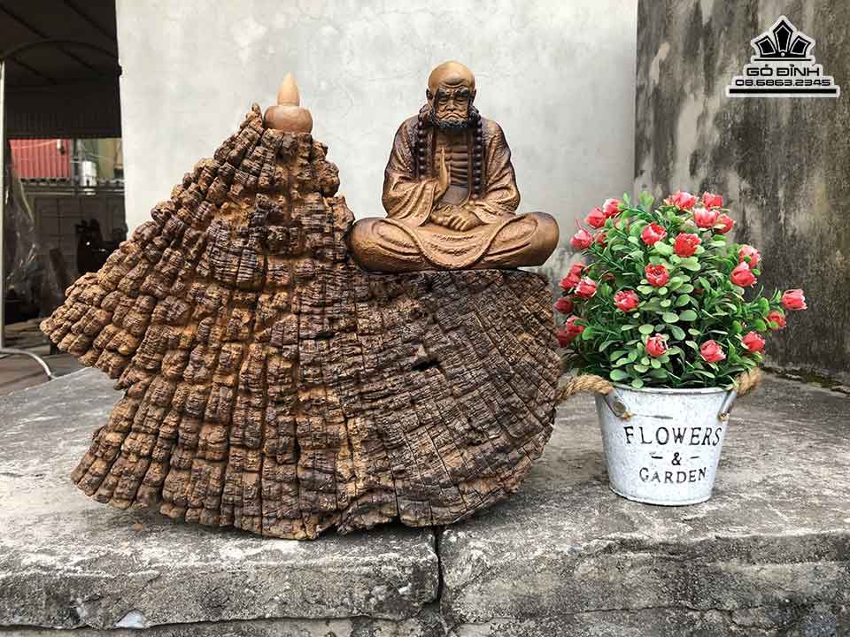 Tượng Đạt Ma Ngồi Thiền Gỗ Bách Xanh
