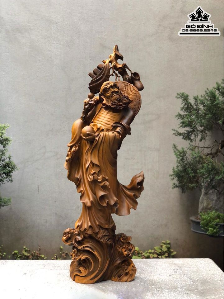 Tượng Đạt Ma Quá Hải Gỗ Bách Xanh
