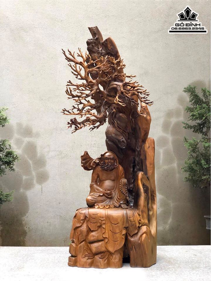 Tượng Đạt Ma Ngồi Thiền Gỗ Bách Xanh