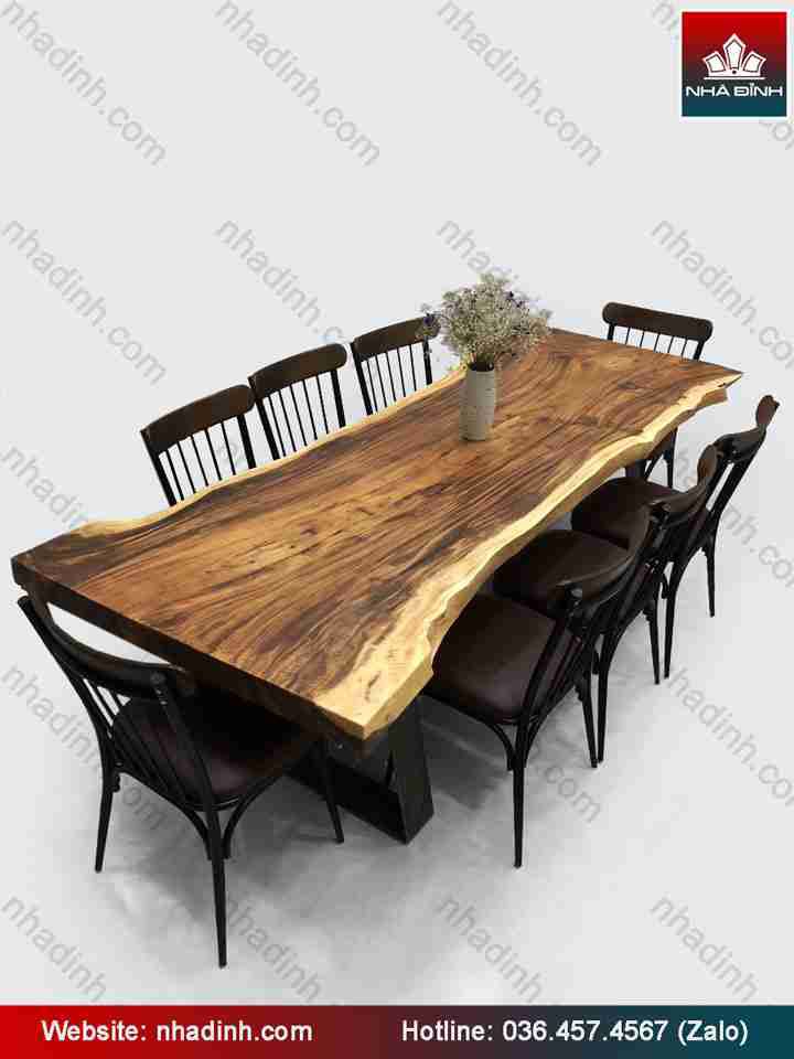 Bộ bàn ghế gỗ Me Tây nguyên khối