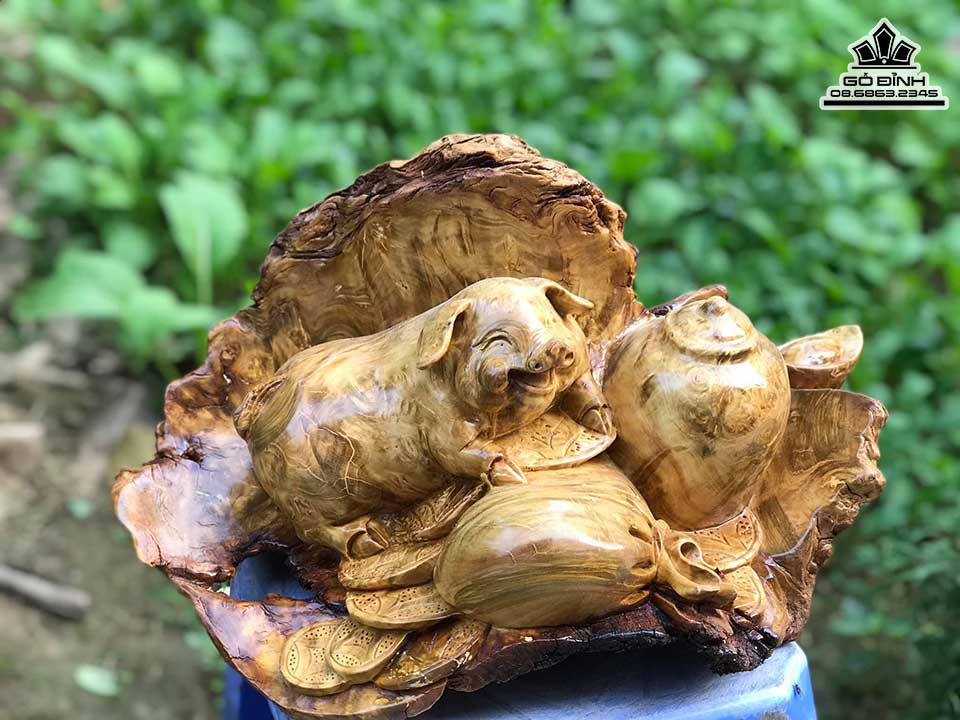 Tượng Heo Phú Quý Gỗ Nu Nghiến