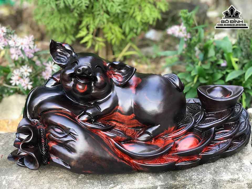 Tượng Heo Phú Quý Gỗ Trắc