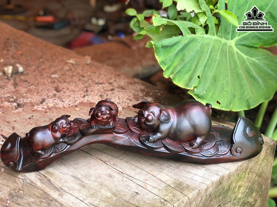 Tượng Cầu Heo Gỗ Trắc