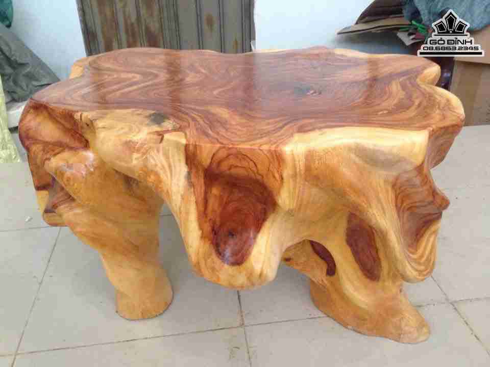 Bàn Trà Gốc Cây Gỗ Gõ Đỏ ( Cate )