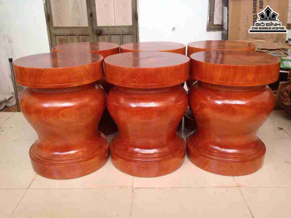 Bộ 6 Đôn Tiện Gỗ Huyết Long ( Thông Đỏ )